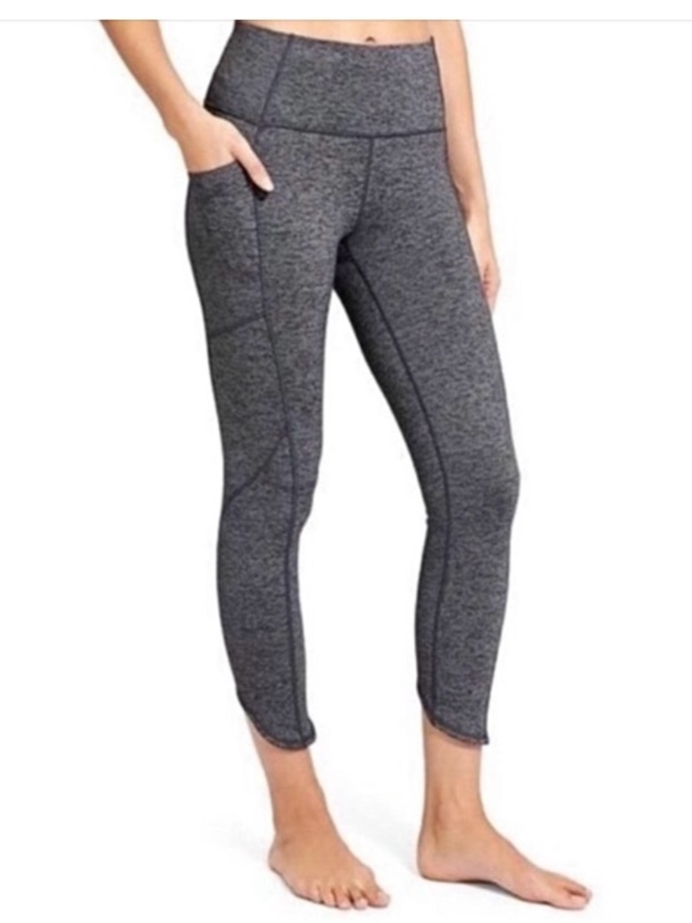 Athleta Chaturanga Pixel Crop Leggings with Side Pockets